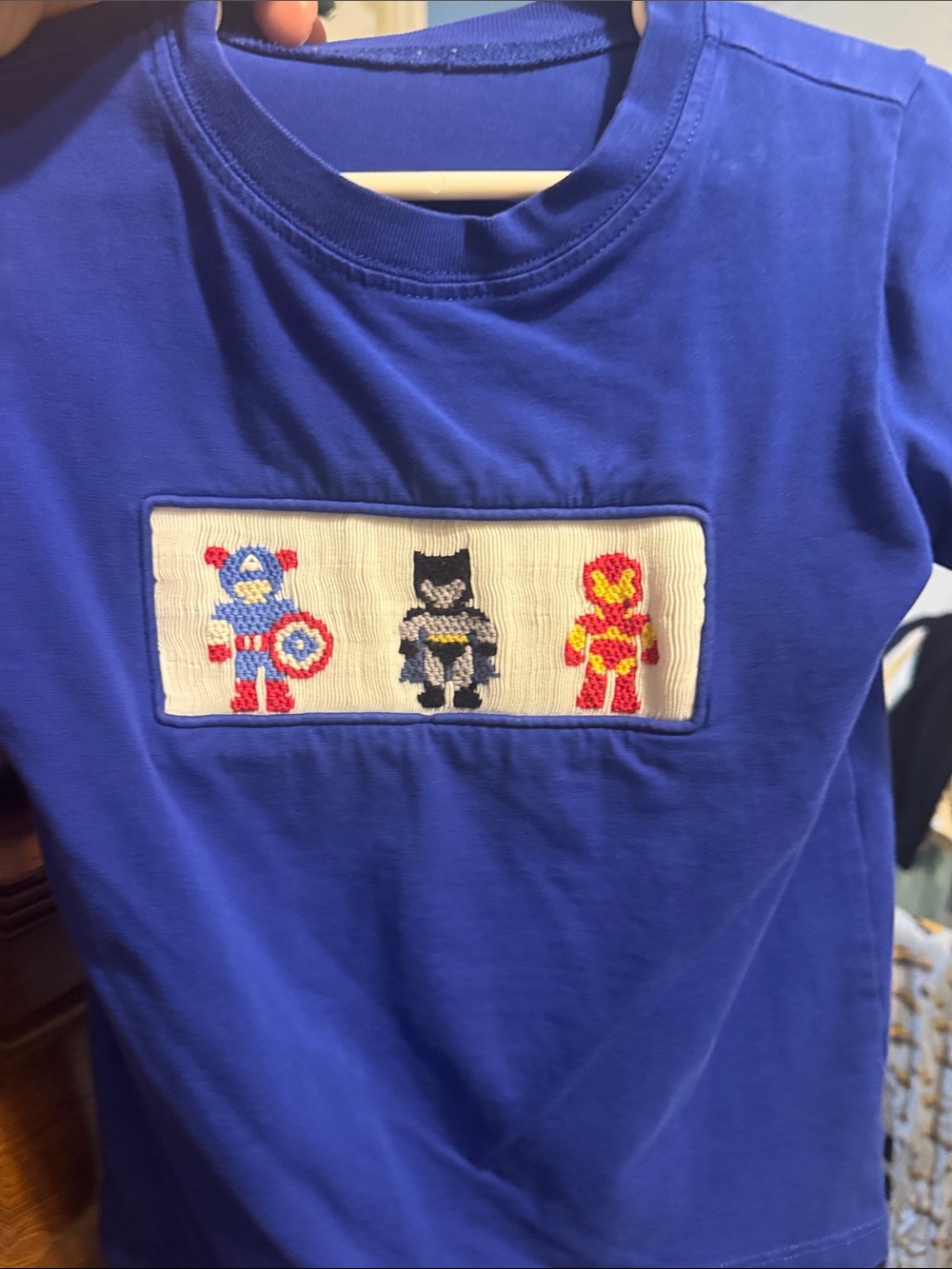 Kids Blue Superhero Smocked Tee